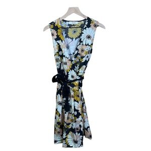 Jucca Women Small 70's Sleeveless V-neckline Wrap Dress Summer Boho